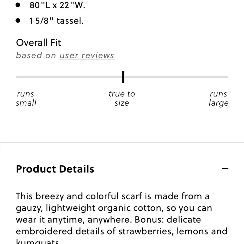 J.Crew Cotton Scarf W/ Embroiled Strawberries